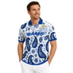 Los Angeles Rams Polo Shirt Customized Paisley Florals Blue White Best Selling