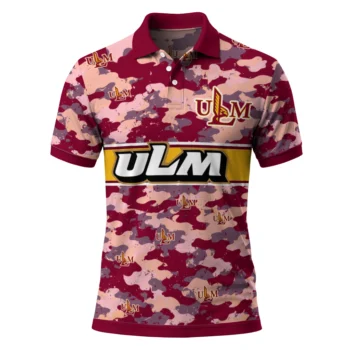 Louisiana Monroe Warhawks Polo Shirt Custom Camo Band Red Best Selling