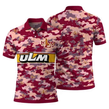 Louisiana Monroe Warhawks Polo Shirt Custom Camo Band Red Fashion Forward