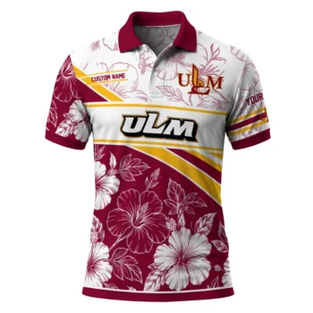 Louisiana Monroe Warhawks Polo Shirt Custom Floral Angles Red White Best Selling