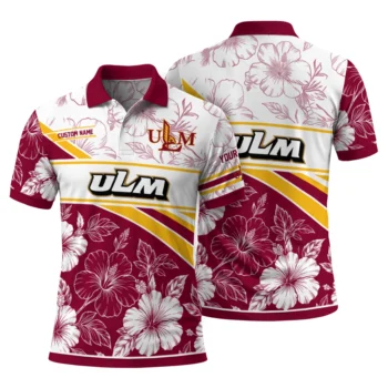Louisiana Monroe Warhawks Polo Shirt Custom Floral Angles Red White Fashion Forward