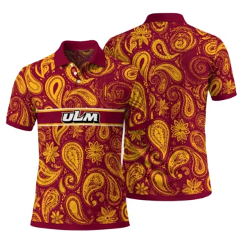 Louisiana Monroe Warhawks Polo Shirt Custom Paisley Band Red Fashion Forward