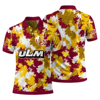 Louisiana Monroe Warhawks Polo Shirt Custom Pixel Camo Red Fashion Forward