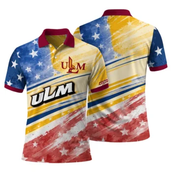 Louisiana Monroe Warhawks Polo Shirt Custom Star Stripes Red Blue Fashion Forward