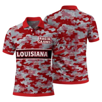 Louisiana Ragin Cajuns Polo Shirt Custom Camo Band Red Fashion Forward