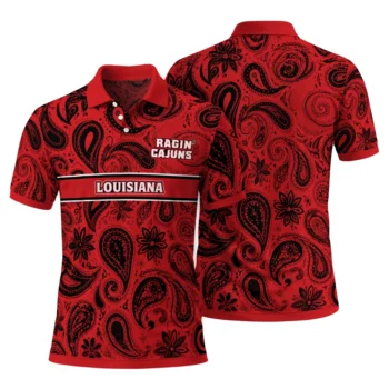 Louisiana Ragin Cajuns Polo Shirt Custom Paisley Band Red Fashion Forward