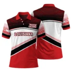 Louisiana Ragin Cajuns Polo Shirt Custom Slanted Stripes Red White Best Selling