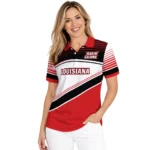 Louisiana Ragin Cajuns Polo Shirt Custom Slanted Stripes Red White Best Selling