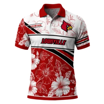 Louisville Cardinals Polo Shirt Customized Floral Angles Red White Best Selling