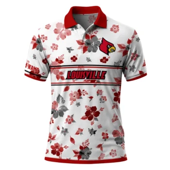 Louisville Cardinals Polo Shirt Customized Floral Pinstripe Red White Best Selling