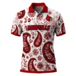 Louisville Cardinals Polo Shirt Customized Paisley Florals Red White Best Selling
