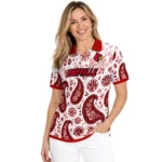 Louisville Cardinals Polo Shirt Customized Paisley Florals Red White Best Selling