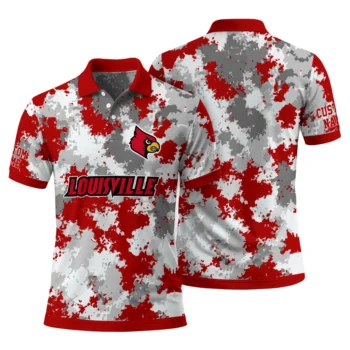Louisville Cardinals Polo Shirt Customized Pixel Camo Red Fashion Forward