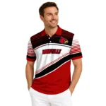Louisville Cardinals Polo Shirt Customized Slanted Stripes Red White Best Selling