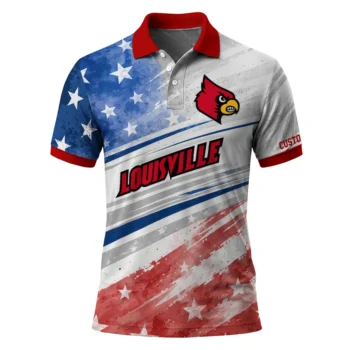 Louisville Cardinals Polo Shirt Customized Star Stripes Red Blue Best Selling