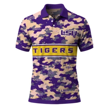 Lsu Tigers Polo Shirt Personalized Camo Band Purple Best Selling