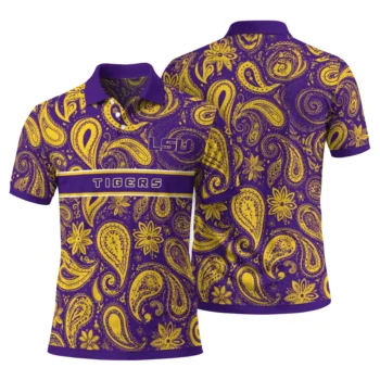 Lsu Tigers Polo Shirt Personalized Paisley Band Purple Fashion Forward