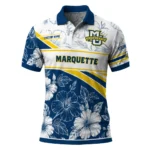 Marquette Golden Eagles Polo Shirt Personalized Floral Angles Blue White Best Selling