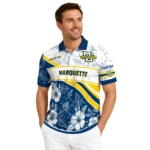 Marquette Golden Eagles Polo Shirt Personalized Floral Angles Blue White Best Selling