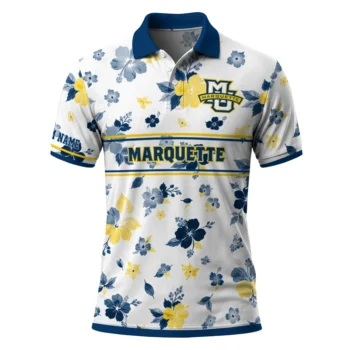Marquette Golden Eagles Polo Shirt Personalized Floral Pinstripe Blue White Best Selling