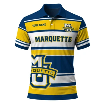 Marquette Golden Eagles Polo Shirt Personalized Horizontal Blocks Blue Best Selling