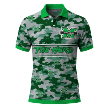 Marshall Thundering Herd Polo Shirt Custom Camo Band Green Best Selling