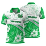 Marshall Thundering Herd Polo Shirt Custom Floral Angles Green White Best Selling