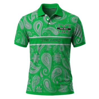 Marshall Thundering Herd Polo Shirt Custom Paisley Band Green Best Selling