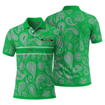 Marshall Thundering Herd Polo Shirt Custom Paisley Band Green Fashion Forward