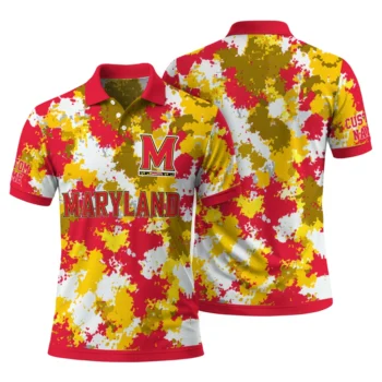 Maryland Terrapins Polo Shirt Customized Pixel Camo Red Fashion Forward