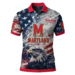 Maryland Terrapins Polo Shirt Customized Star Brushstrokes Red Blue Best Selling