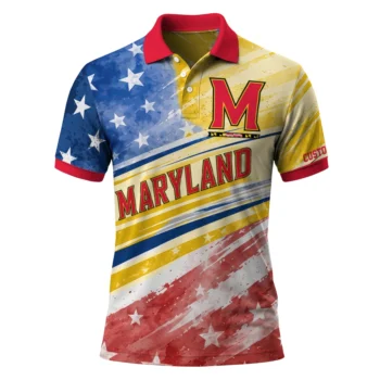 Maryland Terrapins Polo Shirt Customized Star Stripes Red Blue Best Selling