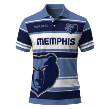 Memphis Grizzlies Polo Shirt - Customized Horizontal Blocks Blue