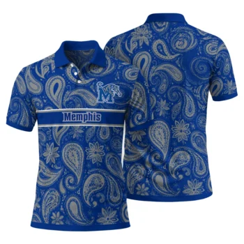 Memphis Tigers Polo Shirt Custom Paisley Band Blue Fashion Forward