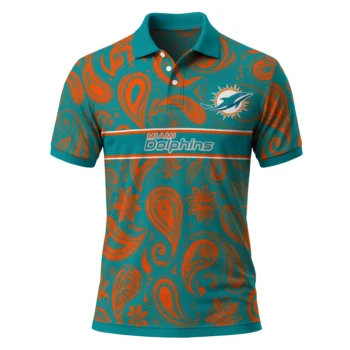 Miami Dolphins Polo Shirt Custom Paisley Band Aqua Best Selling