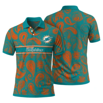 Miami Dolphins Polo Shirt Custom Paisley Band Aqua Fashion Forward