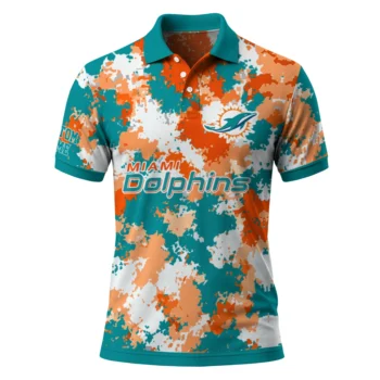 Miami Dolphins Polo Shirt Custom Pixel Camo Aqua Best Selling