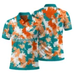 Miami Dolphins Polo Shirt Custom Pixel Camo Aqua Best Selling