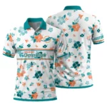 Miami Dolphins Polo Shirt Customized Floral Pinstripe Aqua White Best Selling