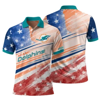 Miami Dolphins Polo Shirt Customized Star Stripes Red Blue Fashion Forward