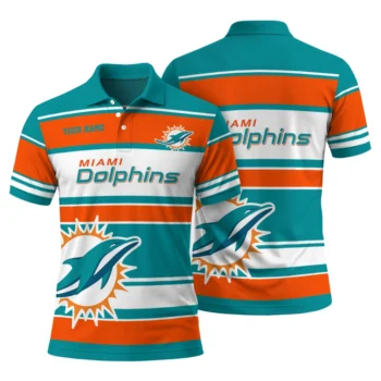 Miami Dolphins Polo Shirt Personalized Horizontal Blocks Aqua Fashion Forward
