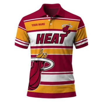 Miami Heat Polo Shirt - Personalized Horizontal Blocks Red