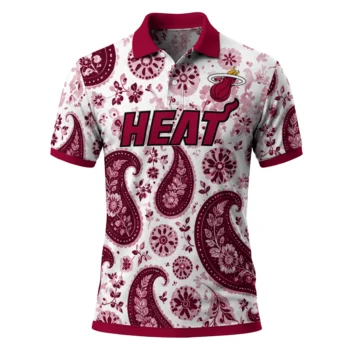 Miami Heat Polo Shirt - Personalized Paisley Florals Red White