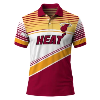 Miami Heat Polo Shirt - Personalized Slanted Stripes Red White