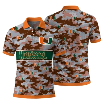 Miami Hurricanes Polo Shirt Customized Camo Band Orange Fashion Forward