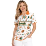 Miami Hurricanes Polo Shirt Customized Floral Pinstripe Orange White Best Selling
