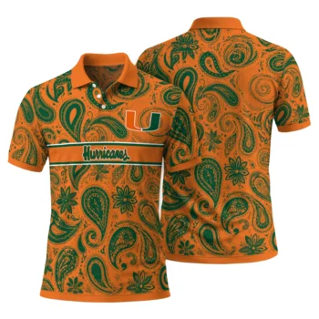 Miami Hurricanes Polo Shirt Customized Paisley Band Orange Fashion Forward