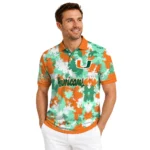 Miami Hurricanes Polo Shirt Customized Pixel Camo Orange Best Selling