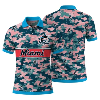 Miami Marlins Polo Shirt Customized Camo Band Blue Fashion Forward