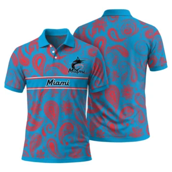 Miami Marlins Polo Shirt Customized Paisley Band Blue Fashion Forward